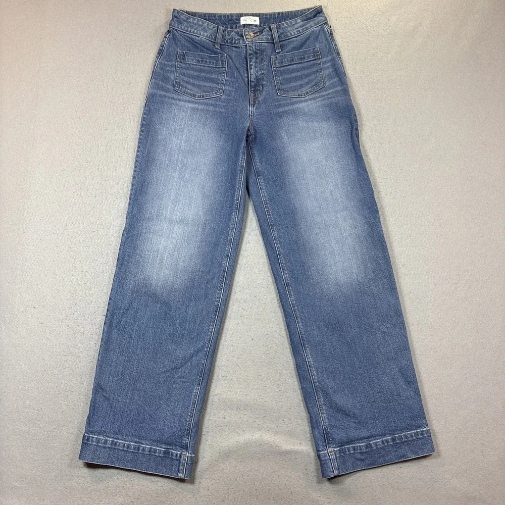 Maurices Wide Leg Jeans Women 10 Blue Women Hi Rise Bohemian